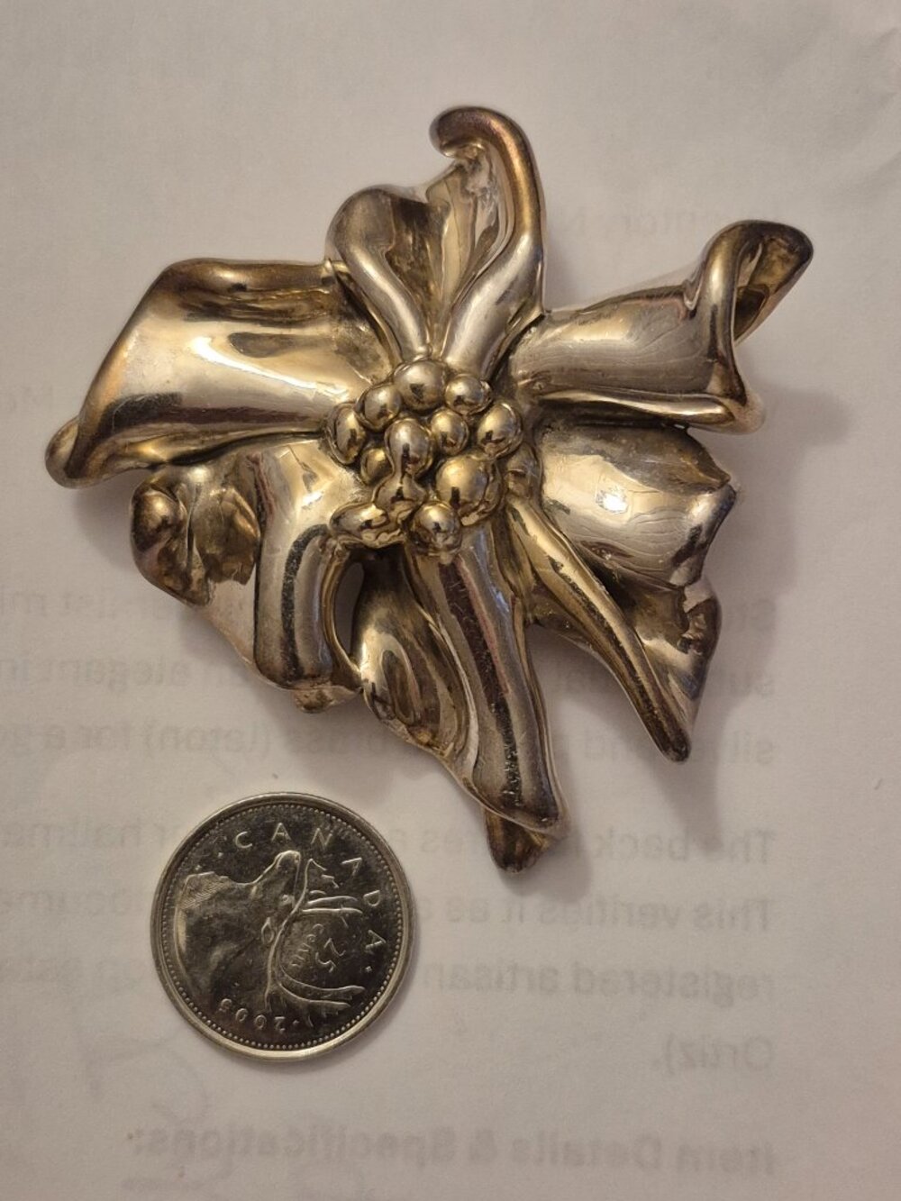 Vintage Bat Ami Israel 925 Sterling Silver 3D Flower Brooch Pendant